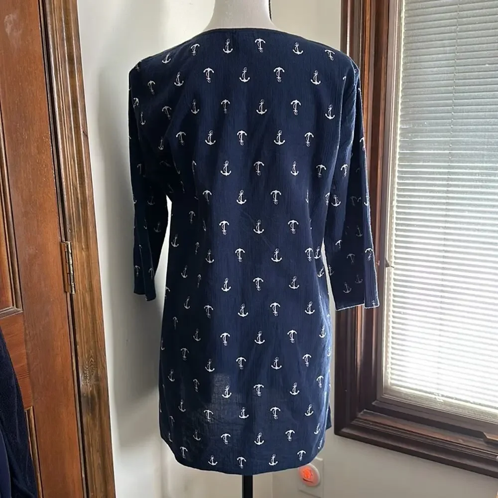 J. Crew | Navy Anchor Cover- up Dress/Tunic Size S